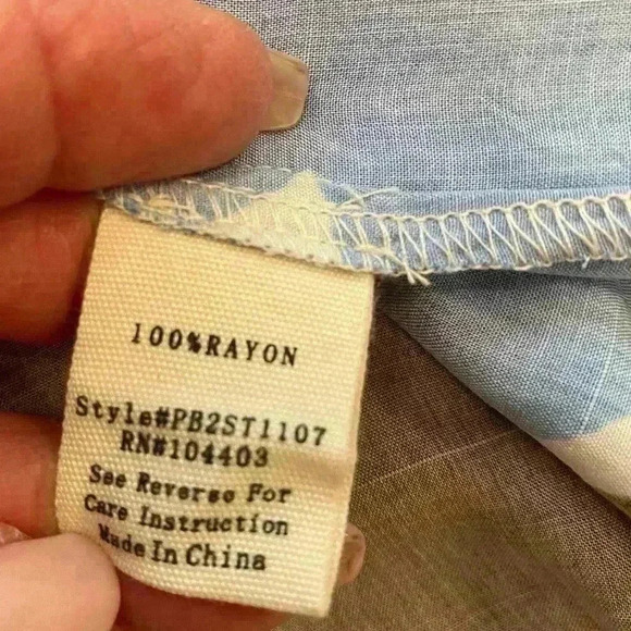 Womens Abstract Peasant Brown Gold Blue Pink Long Sleeve Perch Blouse 2X - Picture 6 of 11